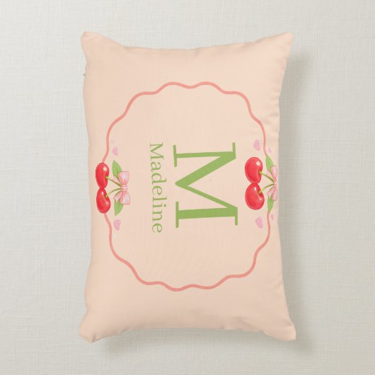 Cute Cherry Dessert Pattern Sweet Aesthetic アクセントクッション (正面(垂直))