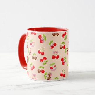 Cute Cherry Dessert Pattern Sweet Aesthetic Design マグカップ