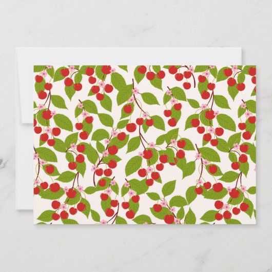 Cute Cherry Fruit Watercolor Pattern Personalized ノートカード (裏面)