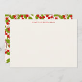 Cute Cherry Fruit Watercolor Pattern Personalized ノートカード (正面/裏面)