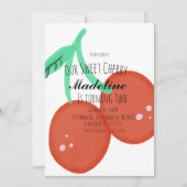 Cute Cherry Hand Drawn Sweet Birthday  招待状 (正面)