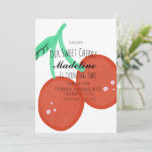 Cute Cherry Hand Drawn Sweet Birthday  招待状 (スタンド正面)