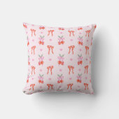 Cute Cherry Heart & Bow Print Throw Pillow クッション (正面)
