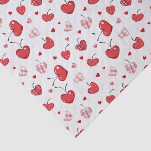 Cute Cherry Hearts Boho Scandinavian Valentine  薄葉紙 (詳細)