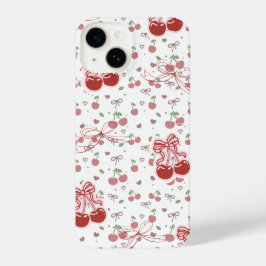 Cute Cherry iPhone 14 Case with Hearts & Bows iPhone 14ケース