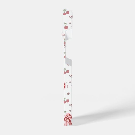 Cute Cherry iPhone 14 Case with Hearts & Bows iPhoneケース (左側面)