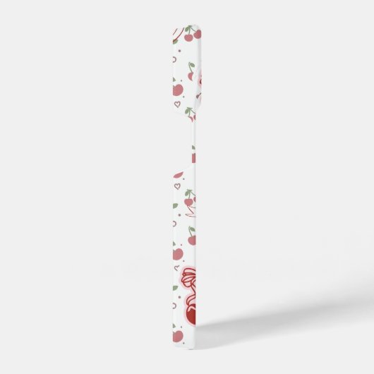 Cute Cherry iPhone 14 Case with Hearts & Bows iPhoneケース (右側面)