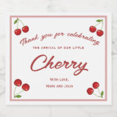 Cute Cherry Labels for Baby Shower - Thank You リキュールボトルラベル (シングルラベル)