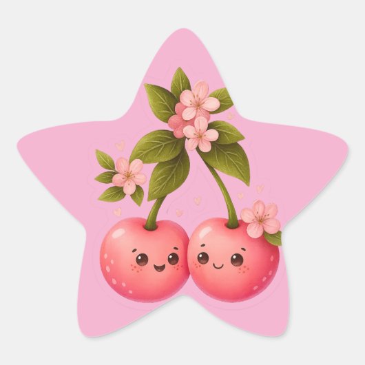 Cute Cherry Love Sticker 星シール (正面)