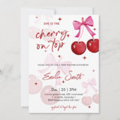 Cute Cherry on Top Baby shower Party Invitation 招待状 (正面)