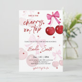 Cute Cherry on Top Baby shower Party Invitation 招待状 (スタンド正面)