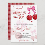 Cute Cherry on Top Baby shower Party Invitation 招待状 (正面/裏面)
