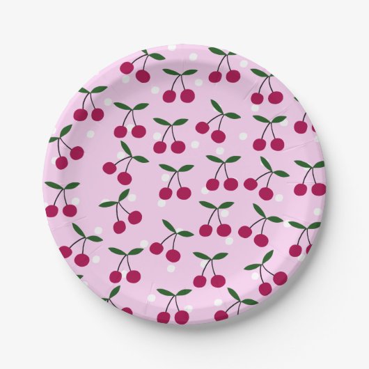 Cute Cherry Paper Plates ペーパープレート (正面)