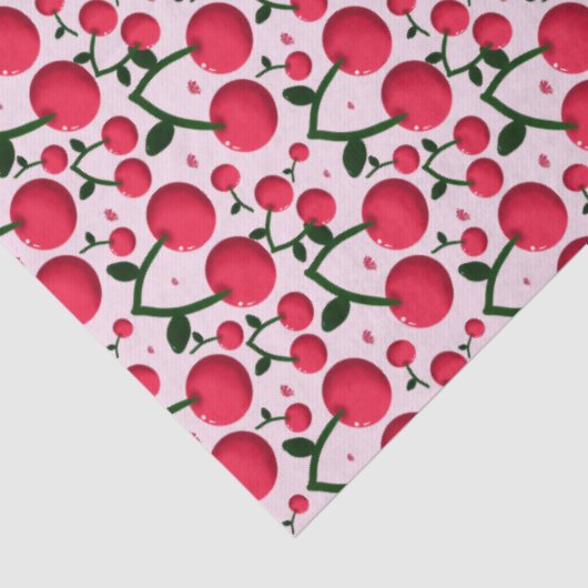 Cute Cherry Pattern Aesthetic | Red Cherry Seamles 薄葉紙 (詳細)