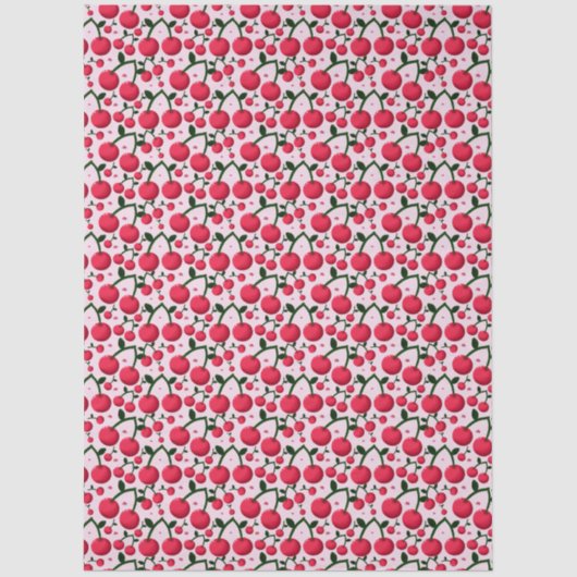 Cute Cherry Pattern Aesthetic | Red Cherry Seamles 薄葉紙 (正面)