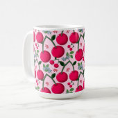 Cute Cherry  Pattern, Glossy Kawaii Fruit コーヒーマグカップ (正面左)
