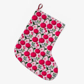 Cute Cherry  Pattern, Glossy Kawaii Fruit ラージクリスマスストッキング (正面 (吊り時))