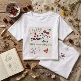 Cute Cherry Pattern Mint Green Cottagecore トライブレンドＴシャツ
