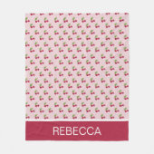 Cute Cherry Pattern Personalised フリースブランケット (正面)