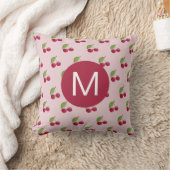 Cute Cherry Pattern Personalised Monogram クッション (ブランケット)