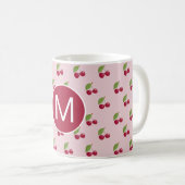 Cute Cherry Pattern Personalised Monogram コーヒーマグカップ (正面右)