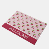 Cute Cherry Pattern Welcome ドアマット (アングル)
