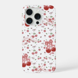 Cute Cherry Phone Case with Hearts & Bows iPhone 15 Proケース