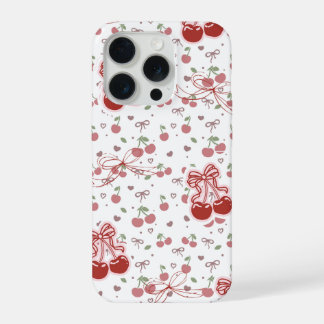 Cute Cherry Phone Case with Hearts & Bows iPhone 15 Proケース