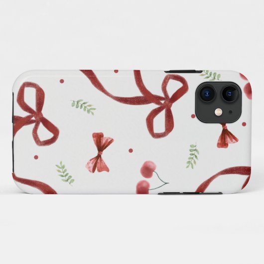 Cute Cherry & Red Ribbon Pattern Phone Case Case-Mate iPhoneケース (裏面(横))