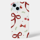 Cute Cherry & Red Ribbon Pattern Phone Case Case-Mate iPhoneケース (裏面)