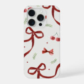 Cute Cherry & Red Ribbon Pattern Phone Case iPhoneケース (裏面)