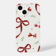Cute Cherry & Red Ribbon Pattern Phone Case