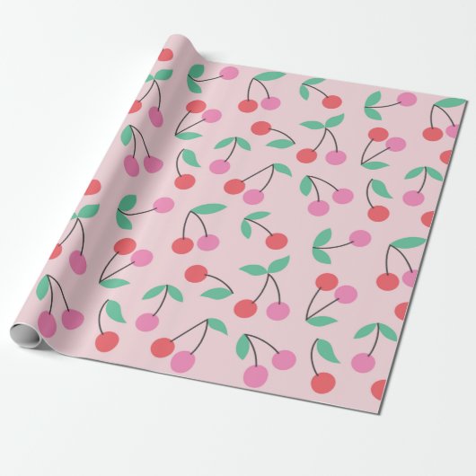 Cute cherry seamless pattern design. Vintage illus ラッピングペーパー (アンロールド)