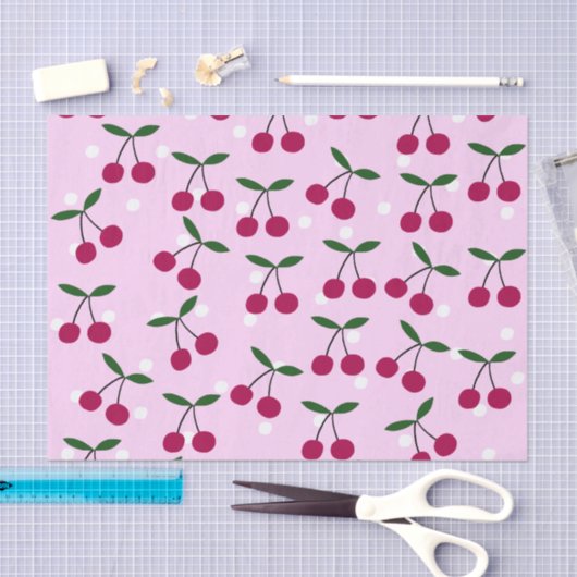 Cute Cherry Tissue Paper 薄葉紙 (クラフト)