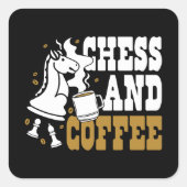 Cute Chess and Coffee Chess Lover Knight Art スクエアシール (正面)