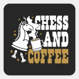 Cute Chess and Coffee Chess Lover Knight Art スクエアシール
