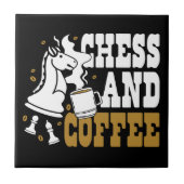 Cute Chess and Coffee Chess Lover Knight Art タイル (正面)