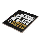 Cute Chess and Coffee Chess Lover Knight Art タイル (側面)