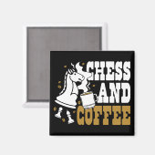 Cute Chess and Coffee Chess Lover Knight Art マグネット (正面/裏面)