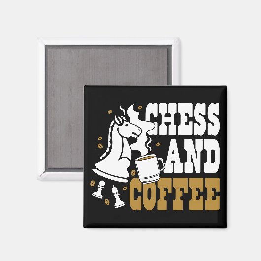 Cute Chess and Coffee Chess Lover Knight Art マグネット (正面/裏面)