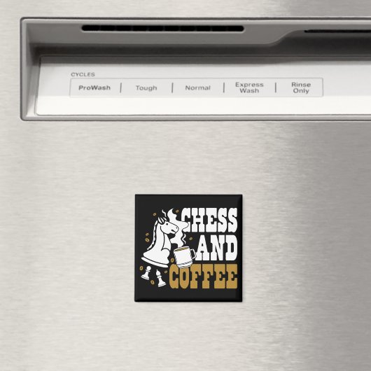 Cute Chess and Coffee Chess Lover Knight Art マグネット (インサイチュ (食洗機))