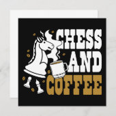 Cute Chess and Coffee Chess Lover Knight Art 招待状 (正面/裏面)