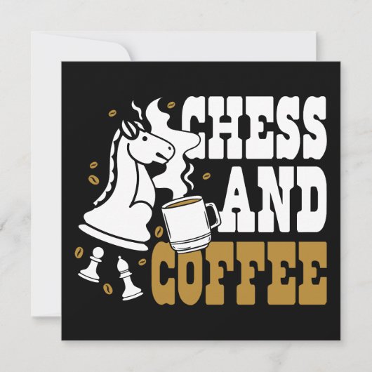 Cute Chess and Coffee Chess Lover Knight Art 招待状 (正面)