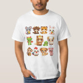 Cute Chibi 12 Chinese Zodiac Animals Tシャツ (正面)