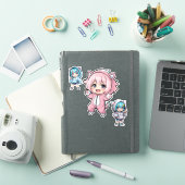 Cute Chibi Anime Cat Hoodie Girl Vinyl Sticker シール (iPadカバー)