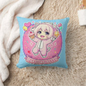 Cute Chibi Anime Girl Party Princess Throw Pillow クッション (ブランケット)