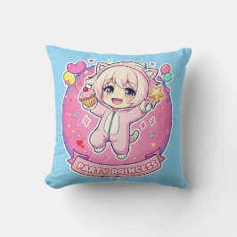 Cute Chibi Anime Girl Party Princess Throw Pillow クッション
