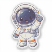 Cute Chibi Astronaut Waving Space Sticker シール (正面)