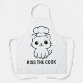 Cute Chibi Cat “Kiss the Cook” Apron – Funny Kitch エプロン (正面)