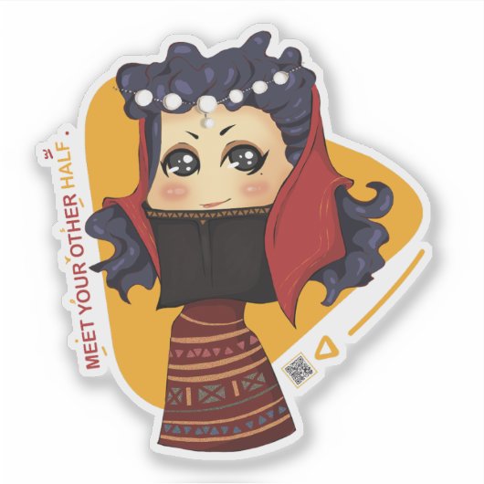 cute chibi girl Sticker シール (正面)